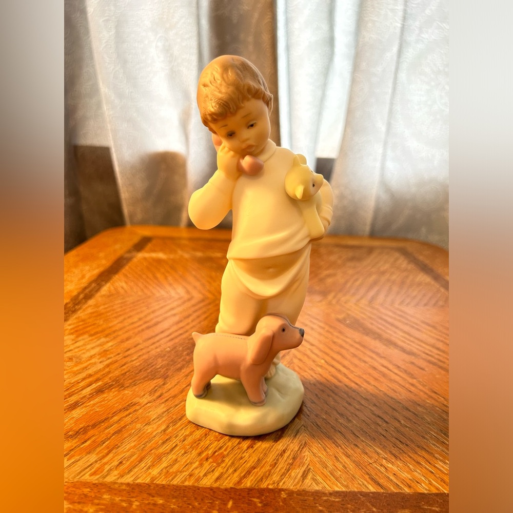 Vintage 1991 Golden Memories Lladro Dasia Handmade in Spain Boy With Telepohone